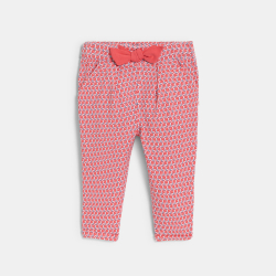 بنطال بطبعة جرافيك وخصر مطاطي باللون الوردي للفتيات الصغيرات